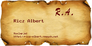 Ricz Albert névjegykártya