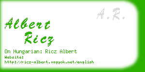 albert ricz business card